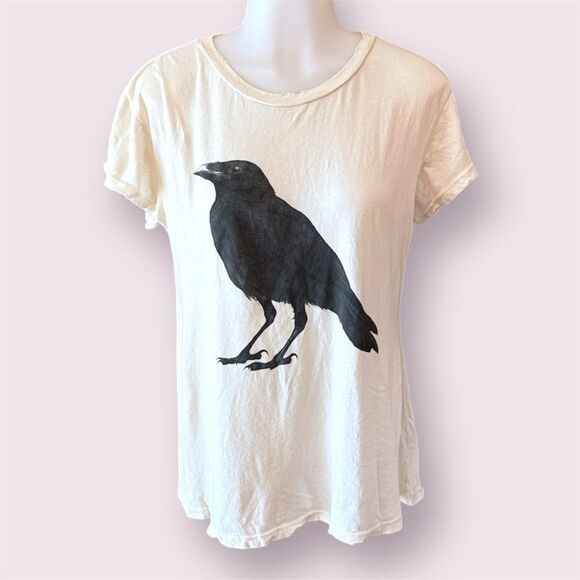 WILDFOX Early 2010s OG Wildfox Era Nevermore Black Crow Distressed Tee - Picture 1 of 9